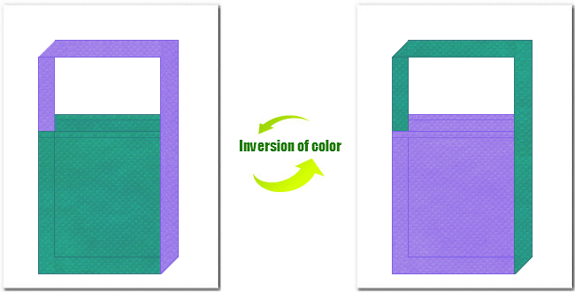 青緑色と薄紫色の不織布ショルダーバッグのデザイン