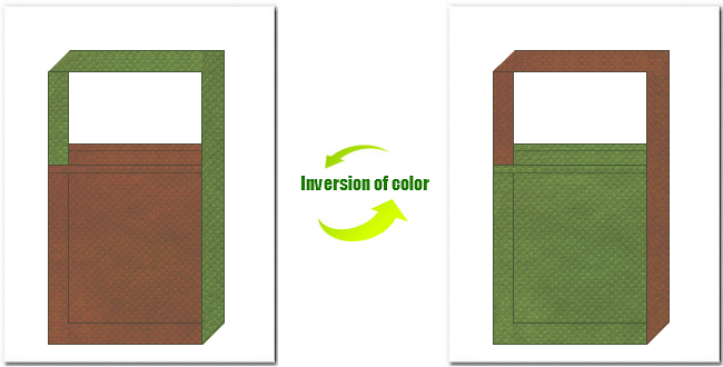 茶色と草色の不織布ショルダーバッグのデザイン：和風柄にお奨めです。