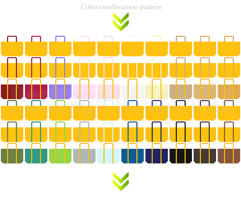 イベントのノベルティにお奨めの不織布バッグデザイン：黄色のコーデ・・・テーマパーク・キッズイベント・スポーツ・キャンプ・アウトドアイベントにお奨めです。