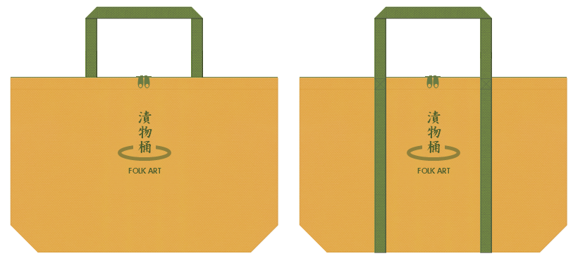 不織布バッグのデザイン：民芸品のショッピングバッグ