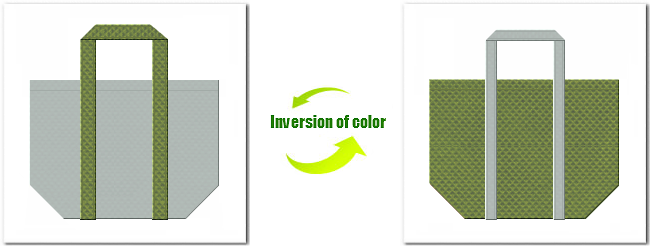 不織布No.２ライトグレーと不織布No.３４グラスグリーンの組み合わせのエコバッグ