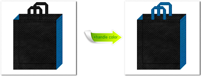 不織布No.９ブラックと不織布No.２８スポルトブルーの組み合わせのトートバッグ