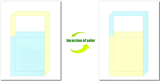 水色と薄黄色の不織布ショルダーバッグのデザイン：石鹸・シャンプー・バス用品の展示会用バッグにお奨めの配色です。