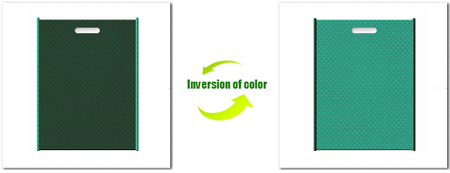 不織布小判抜き袋：Ｎｏ．２７ダークグリーンとＮｏ.３１ライムグリーンの組み合わせ