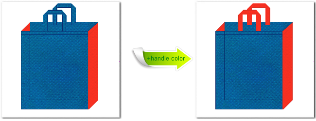 不織布No.２８スポルトブルーと不織布No.１オレンジの組み合わせのトートバッグ