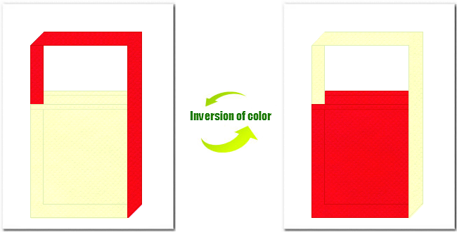 薄黄色と赤色の不織布ショルダーバッグのデザイン
