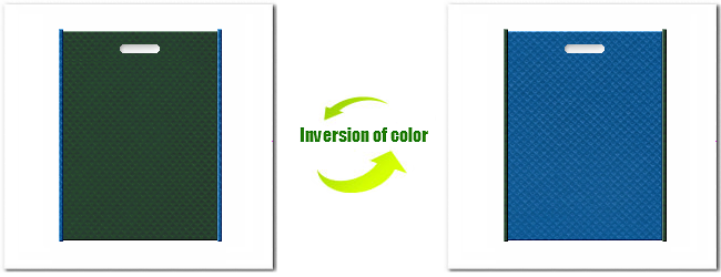 不織布小判抜き袋：Ｎｏ．２７ダークグリーンとＮｏ.２８スポルトブルーの組み合わせ