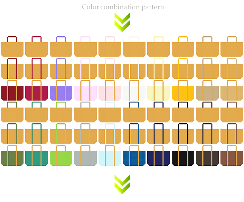 黄土色の台形型不織布バッグのカラーシミュレーション86例の掲載ページ