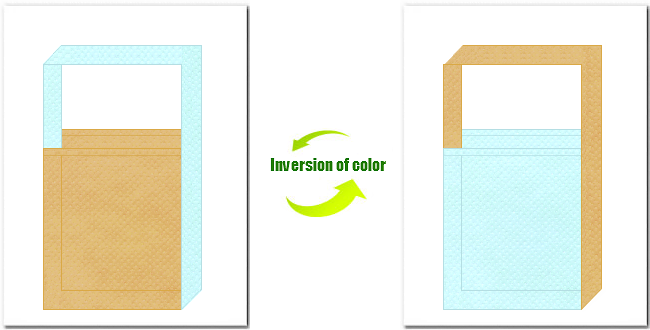 薄黄土色と水色の不織布ショルダーバッグのデザイン