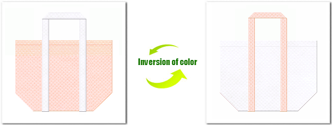 不織布No.２６ライトピンクと不織布No.１５ホワイトの組み合わせのショッピングバッグ