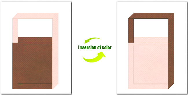 茶色と桜色の不織布ショルダーバッグのデザイン
