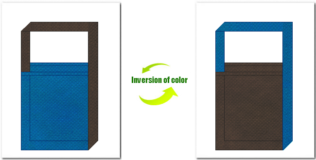 青色とこげ茶色の不織布ショルダーバッグのデザイン