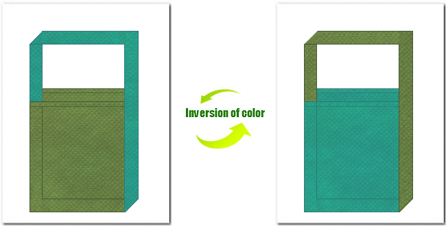 草色と青緑色の不織布ショルダーバッグのデザイン：和風柄にお奨めです。