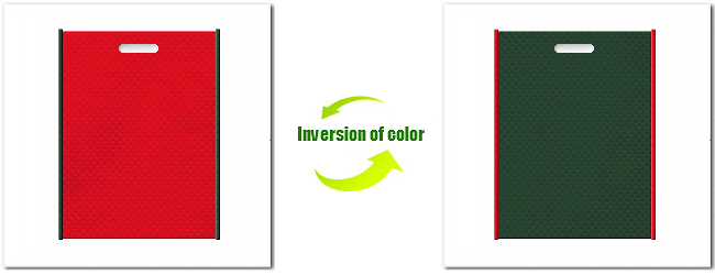 不織布小判抜き袋：Ｎｏ．３５ワインレッドとＮｏ.２７ダークグリーンの組み合わせ