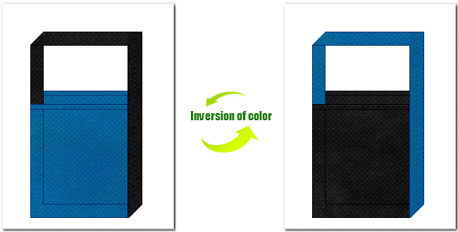 青色と黒色の不織布ショルダーバッグのデザイン