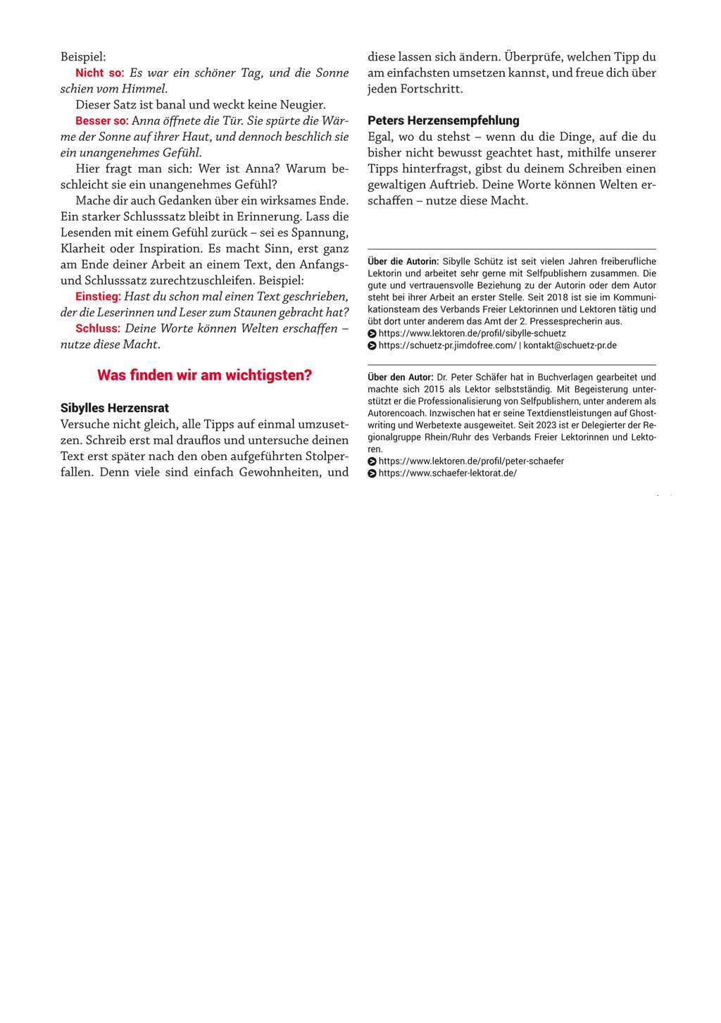 Artikel in der selfpublisher Peter Schäfer Mit Worten wellen schlagen Seite 4