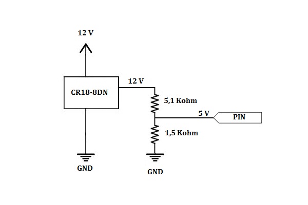 Divisor de voltaje para el sensor Capacitivo CR18-8DN