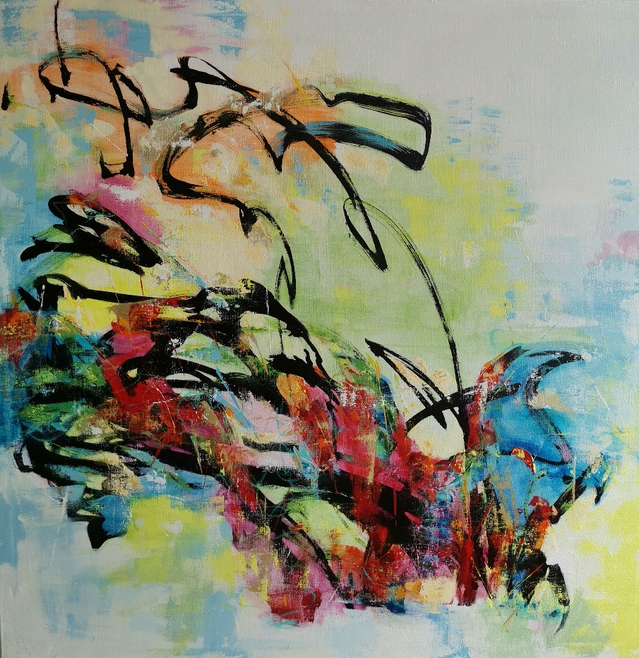 Kelluva puutarha, 浮遊している庭園, Floating garden, 140 x 140 / private collection 