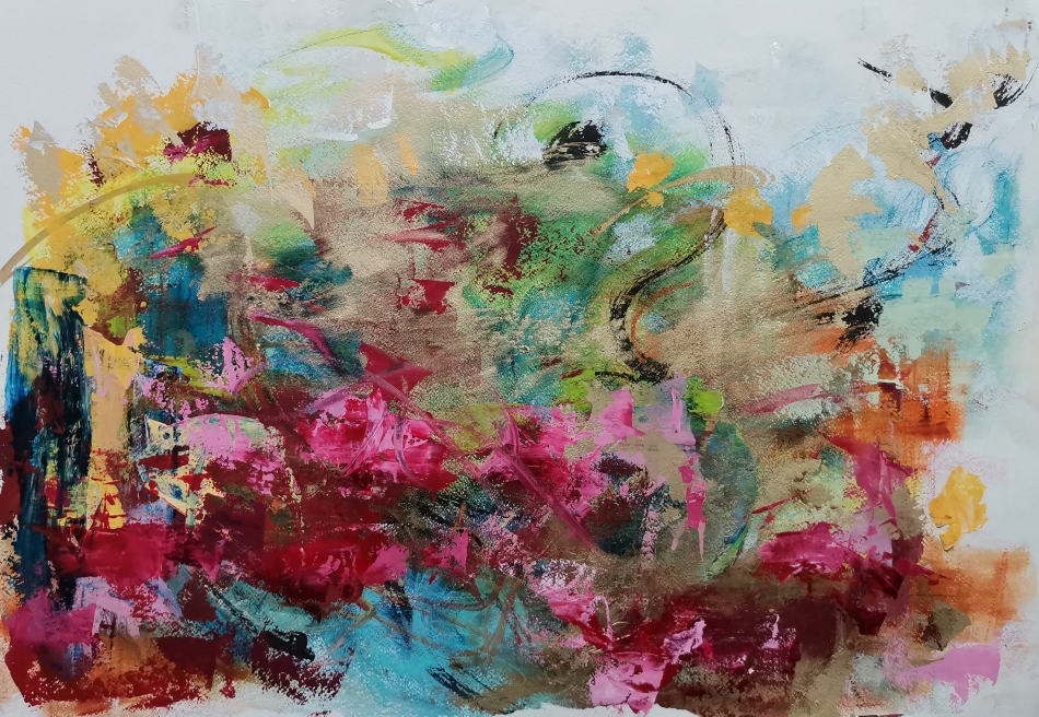 Desert Roses, 61 x 86, mixed media on paper framed with glas / artist's collection  