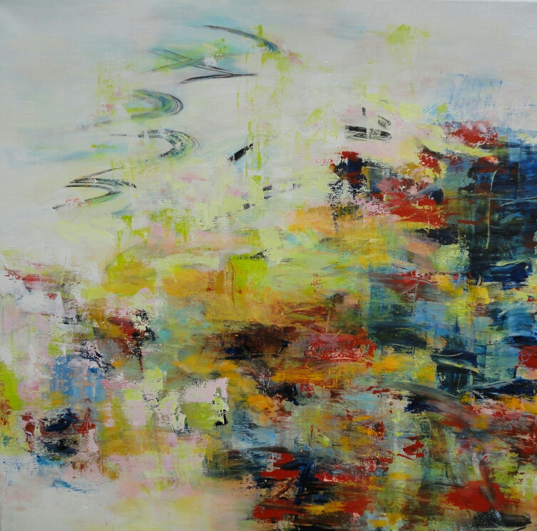 Wetland calling, 90 x 90, mixed media on canvas / private collection