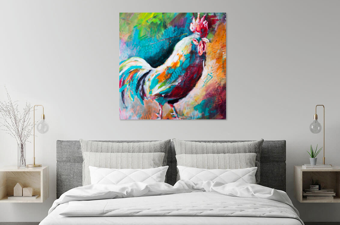 Gemälde Hahn Bild Kunst Tier Kunst kaufen Kunstwerk Acrylgemälde Katrein Seybold
