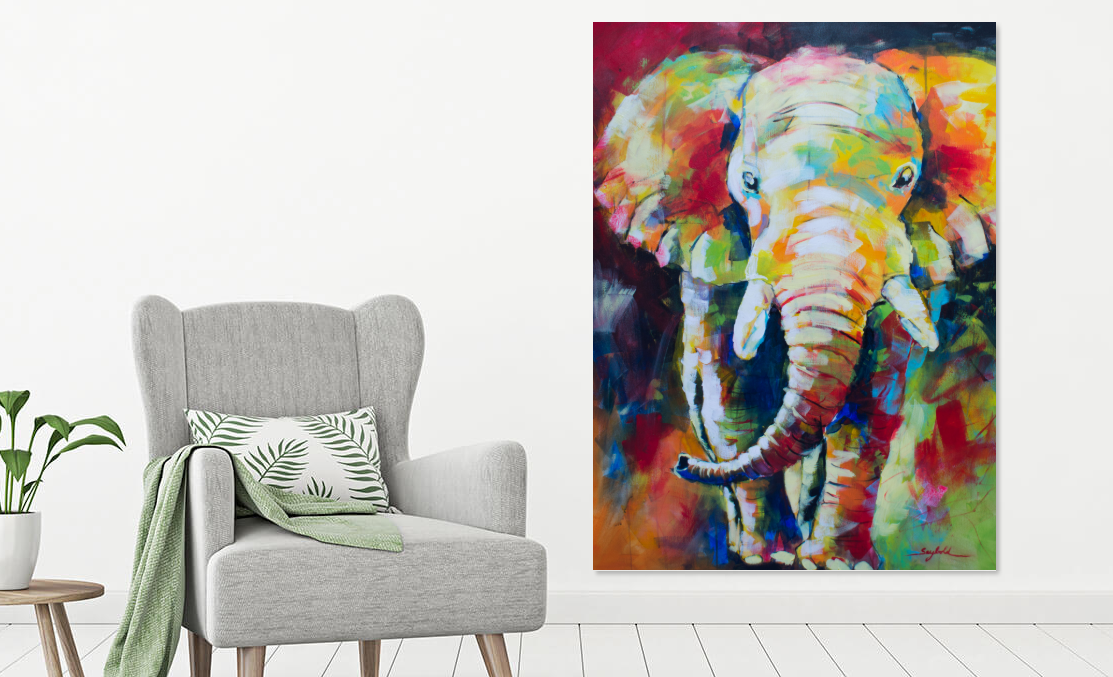 Gemälde Elefant Bild Kunst Tier Kunst kaufen Kunstwerk Acrylgemälde Katrein Seybold