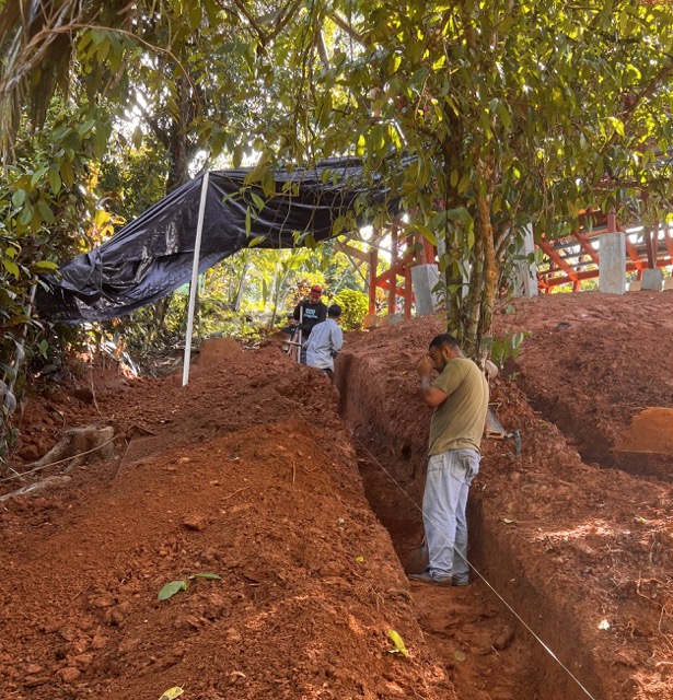 September 2023 - digging the trench for the overflow of the wastewater treatment system