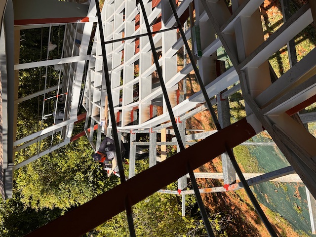 January 2024 - the horizontal railing at the terrace is being welded