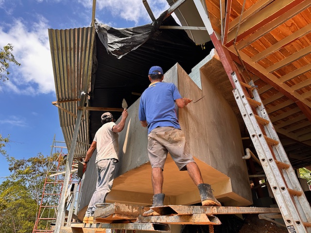 January 2024 - final plastering of the pool's overflow basin