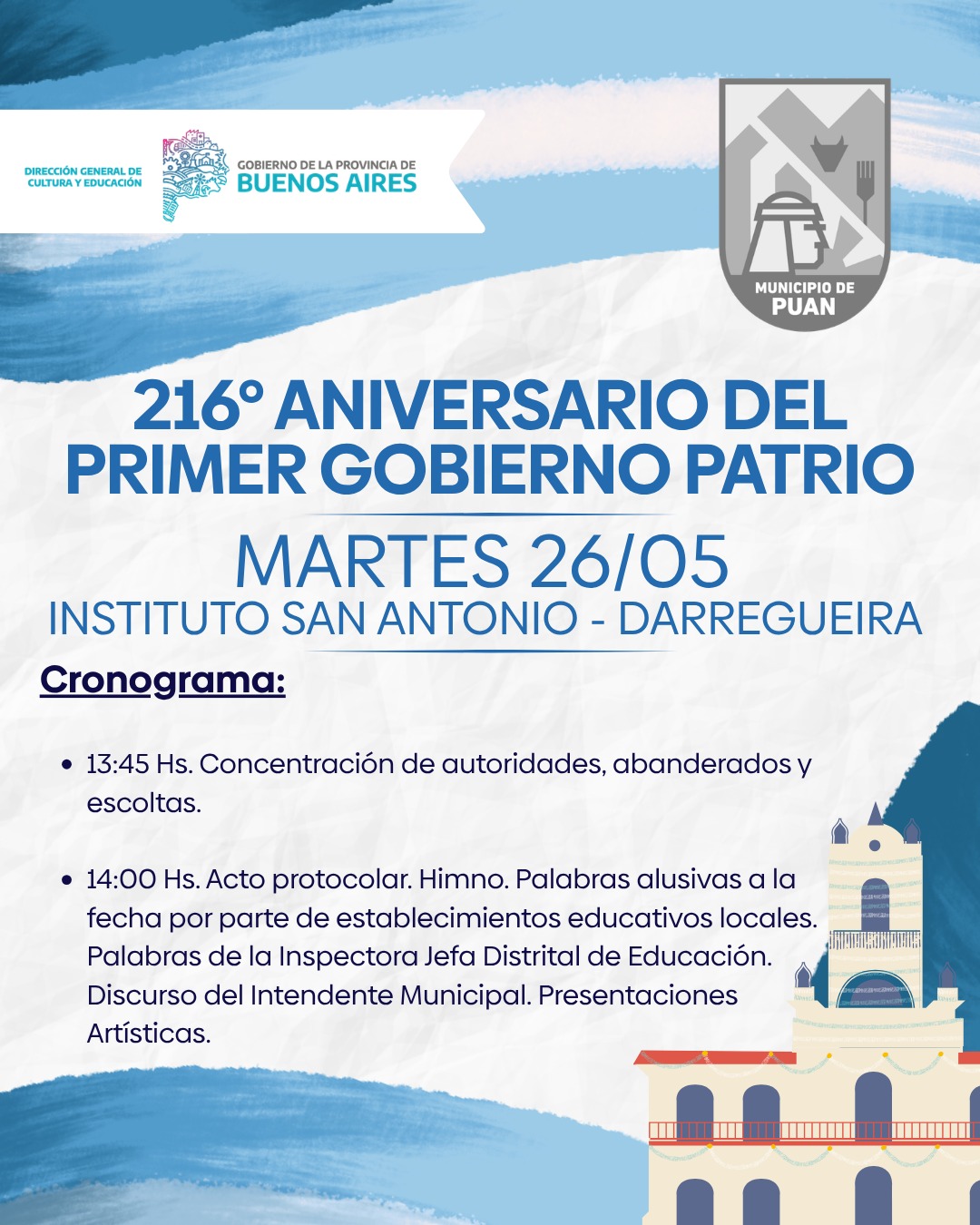 216° aniversario del Primer Gobierno Patrio: acto centralizado en Darregueira
