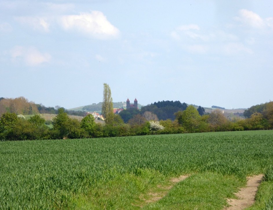Im Osten sieht man genau zum Schloß von Quedlinburg.