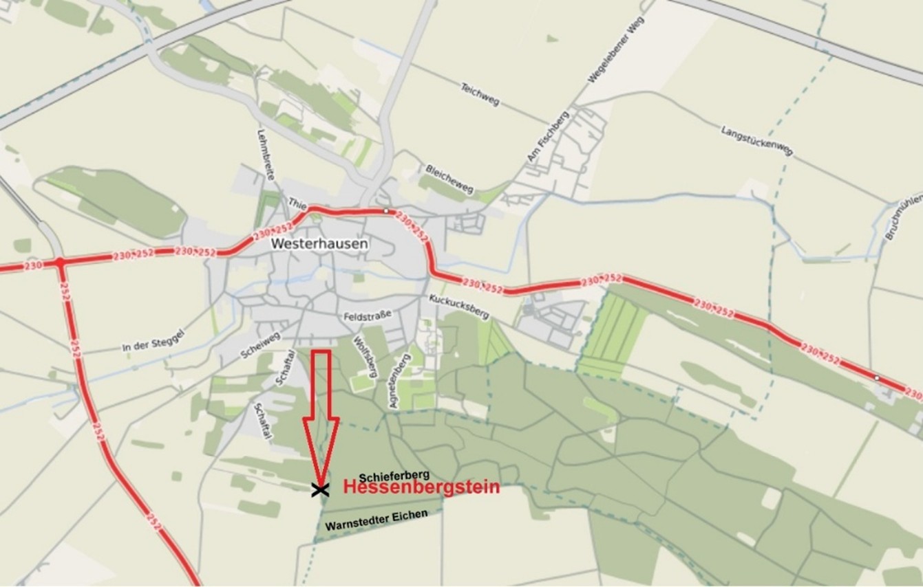 Dieses ist die Lagekarte des Hessenbergsteines