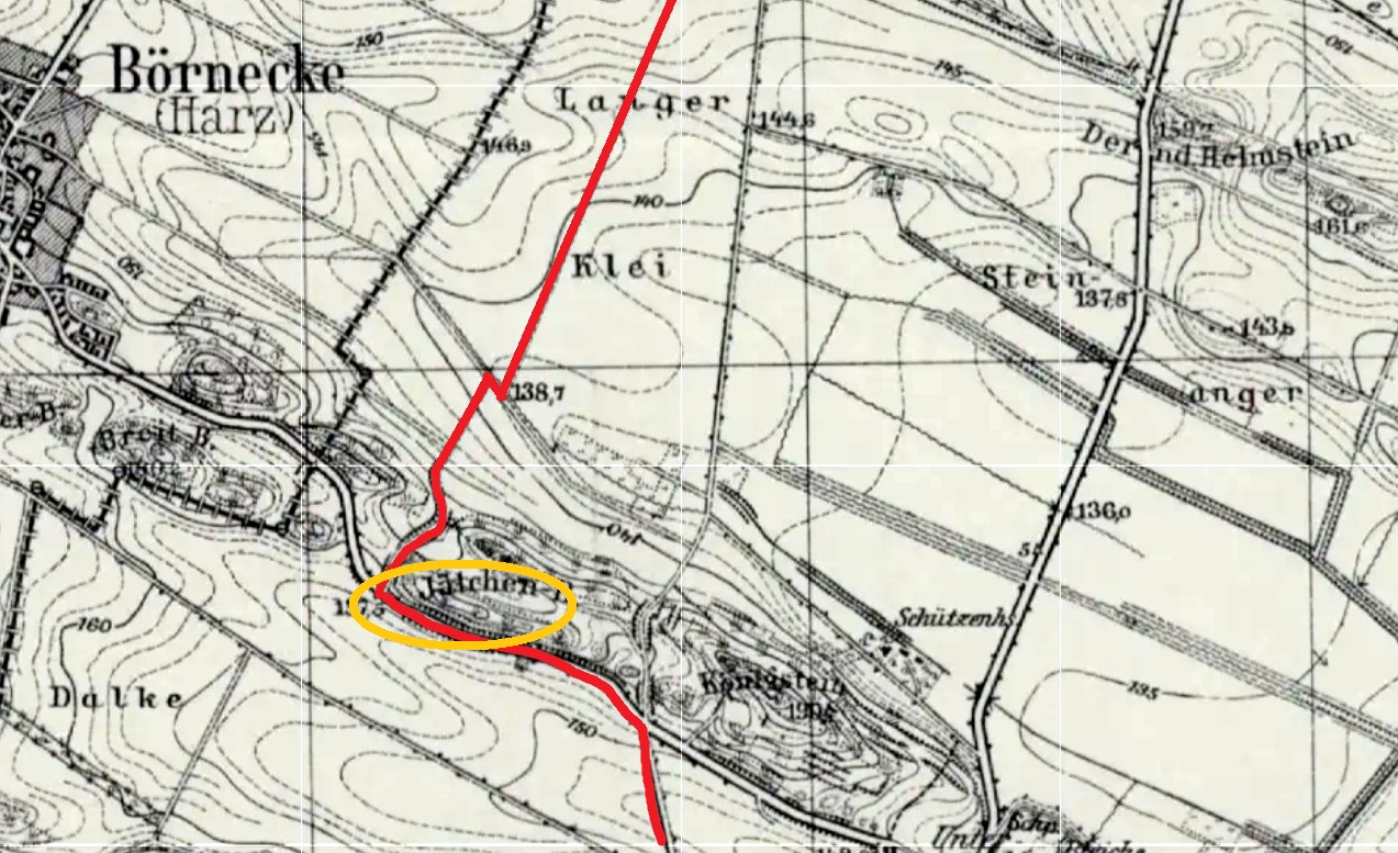 In der Karte von 1910 habe ich den alten Fahrweg dort rot eingezeichnet. 