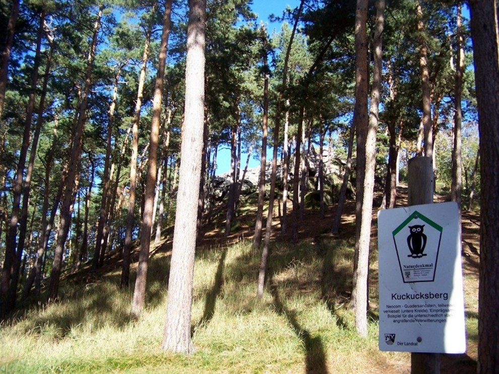 Der Felsenstapel auf dem Sandberg. Er ist nur von Süden zu erreichen 