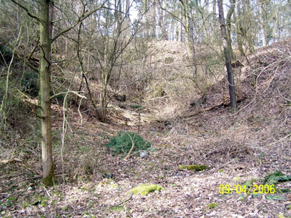 Östlich war ein Steinbruch. Dort hat man den zweiten Felsen abgebaut.