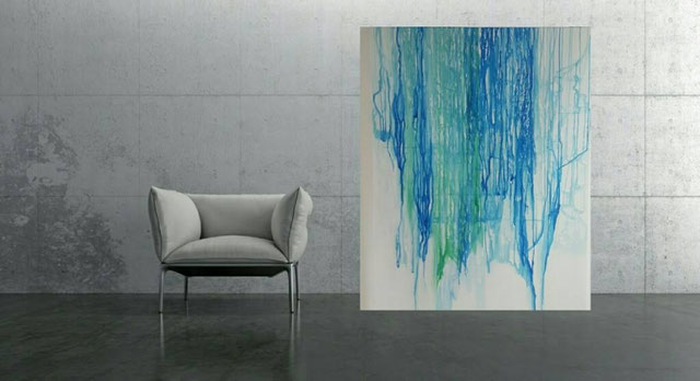 Der Regen Acrylbild Blau Serpil Sögüt Krefeld