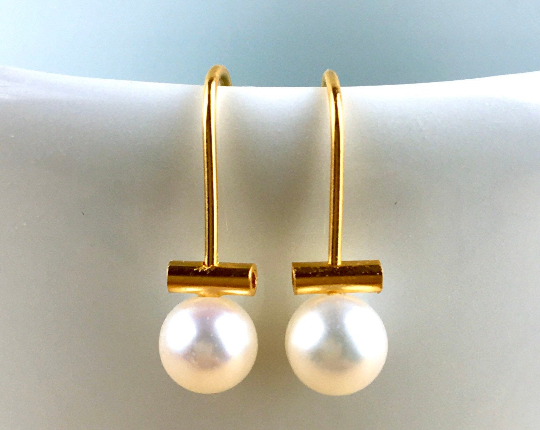 freshwater pearl earrings gold - Cake 