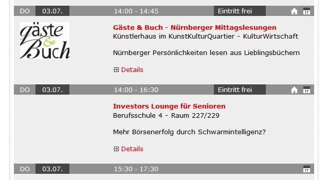 meine-veranstaltungen.net - Veranstaltungshinweise für die Stadt Nürnberg (Screenshot vom 01.07.2014)