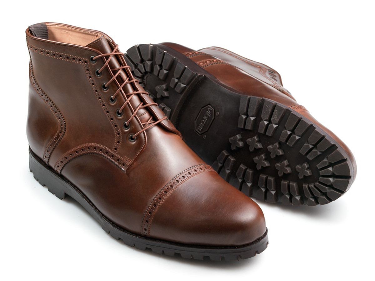 Stiefelette Halfbrogue Derby Cordovan #4 mit Vibram Profilsohle