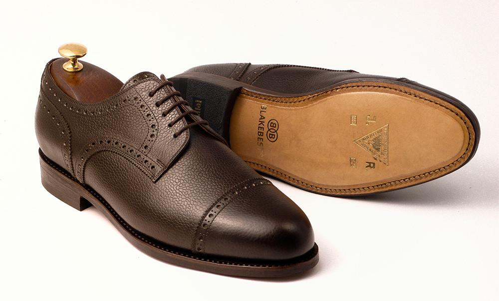 Halfbrogue Derby Dunkelbraun Scotch Grain