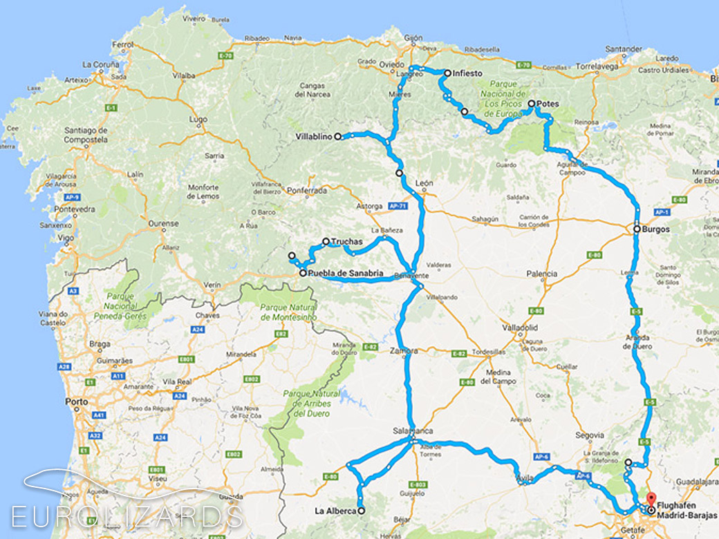 Our route through northwestern Spain