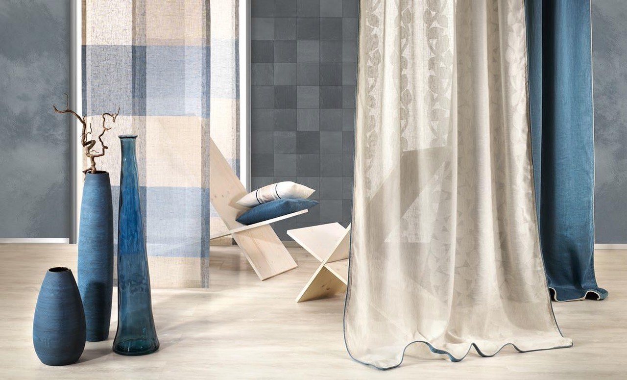 Vorhangstoffe Gardinen Trend Dreaming Blue Lamellen Junker