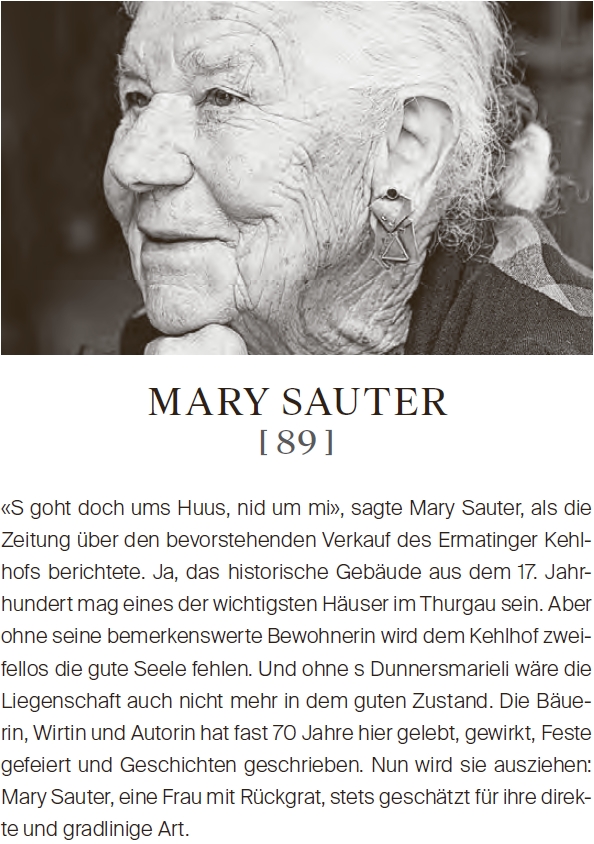 die Thurgauer Zeitung hat Mary Sauter 2023 zu einer der 100 "berühmtesten ThurgauerInnen" gewählt