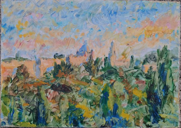 Jerusalem, Eitempera auf Papier, 30 x 40 cm, 2023