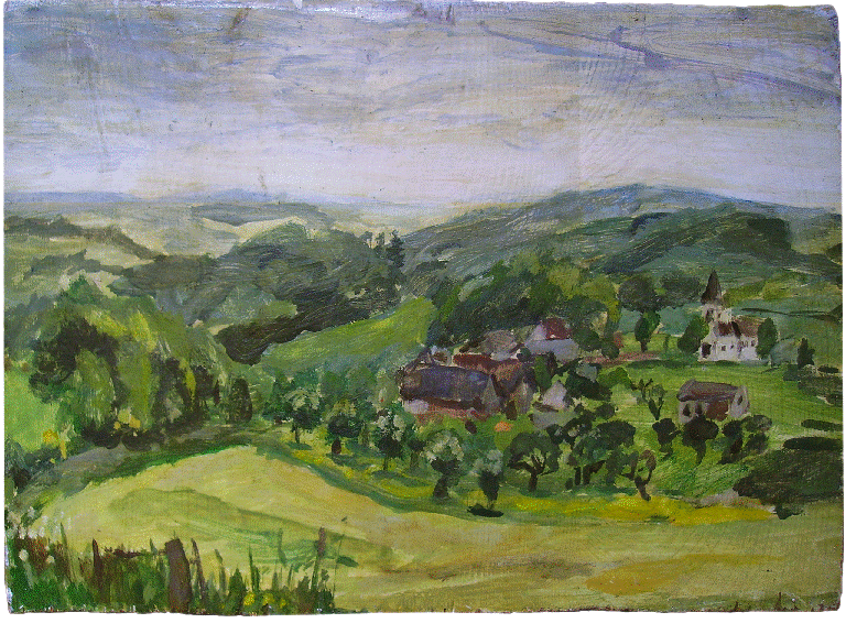 Bei Schmitzhöhe, , 20 x 34 cm, Eitempera auf Holz, 1986