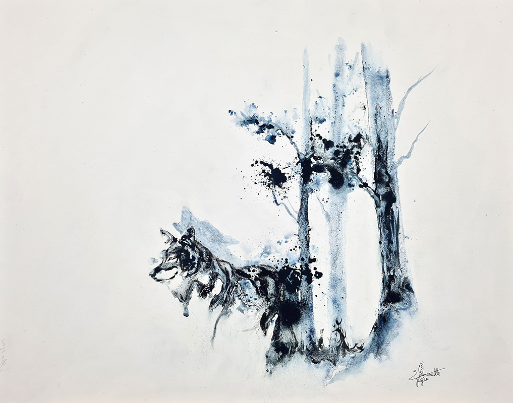 Série présences des bois, Loup, 60x80cm