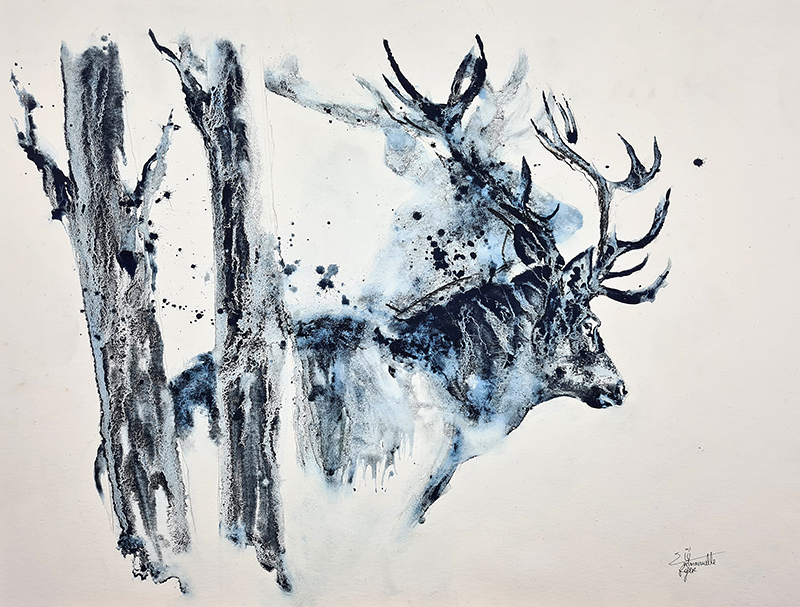 Série présences des bois, Cerf I, 60x80cm