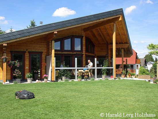 Architektenhaus - Blockhausbau - Blockhaus mit stilvoller Architektur - Bungalow - Hessen