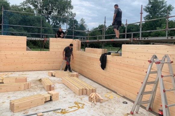  Blockhaus Kuusamo -Baustelle in Deutschland - Wohnblockhaus - Einfamilienhaus