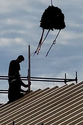 Blockhaus Baustelle -  Richtkranz -  Richtfest - Hebefest 